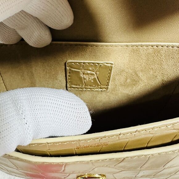 MCM Mode Travia Crossbody Bag Gold Croco Embossed with 24K Gold Plated Logo NWT - Picture 11 of 13